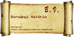 Borsányi Valéria névjegykártya